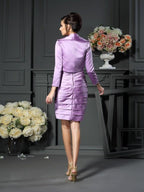 Vestidos curtos de cetim para mãe da noiva, com alças de coluna, franzidos, sem mangas