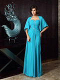 Abito da Sposa per la Madre in Chiffon Lungo con Scollo a Cuore, Senza Maniche, Decorazioni, Foderino/Colonna