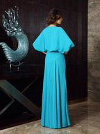 Vestidos compridos de chiffon para mãe da noiva, com decote em coração e missangas, sem mangas