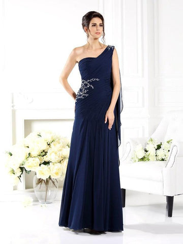 Etui-Linie One-Shoulder-Träger Ärmellos Lange Chiffon Brautmutterkleider