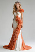 Vestido de Noche y Fiesta Tipo Sirena en Chiffón con Aplicaciones de Flores de Peonía Elegantes Y8567