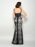 Trumpet/Mermaid Bateau Lace Sleeveless Long Elastic Woven Satin Mother of the Bride Dresses