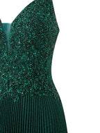 Elisabete Rosa Rosa | Vestido de festa comprido em jersey brilhante, corte A, com aplicações e lantejoulas