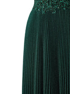 Elisabete Rosa Rosa | Vestido de festa comprido em jersey brilhante, corte A, com aplicações e lantejoulas