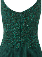 Elisabete Rosa Rosa | Vestido de festa comprido em jersey brilhante, corte A, com aplicações e lantejoulas