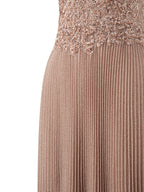 Elisabete Rosa Rosa | Vestido de festa comprido em jersey brilhante, corte A, com aplicações e lantejoulas