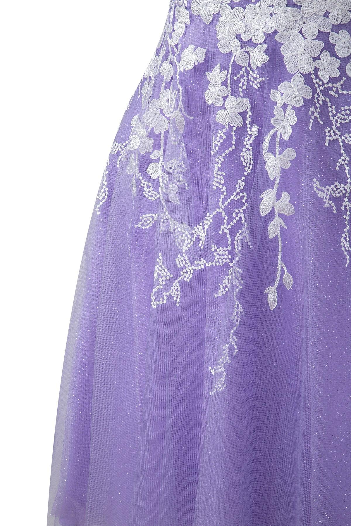 Vestido de Fiesta Corto Brillante de Tul con Aplicaciones