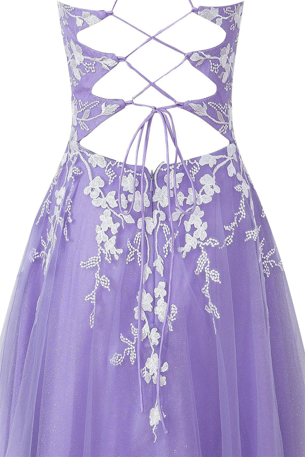Aline-Kurzballkleid aus Glitzertüll mit Applikationen