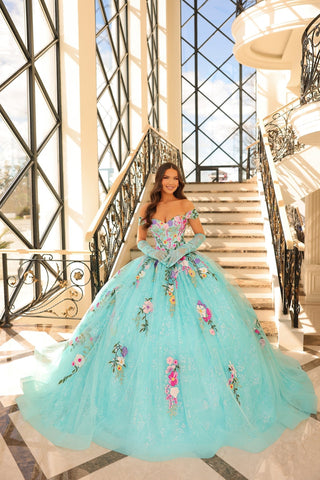 Quinceanera-Kleid mit Blumenstickerei von Amarra 54200