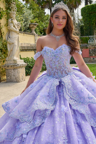 Schulterfreies, gestuftes Quinceanera-Kleid von Amarra 54202