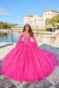 Abito da Quinceañera con Maniche Lunghe e Paillettes di Amarra 54204