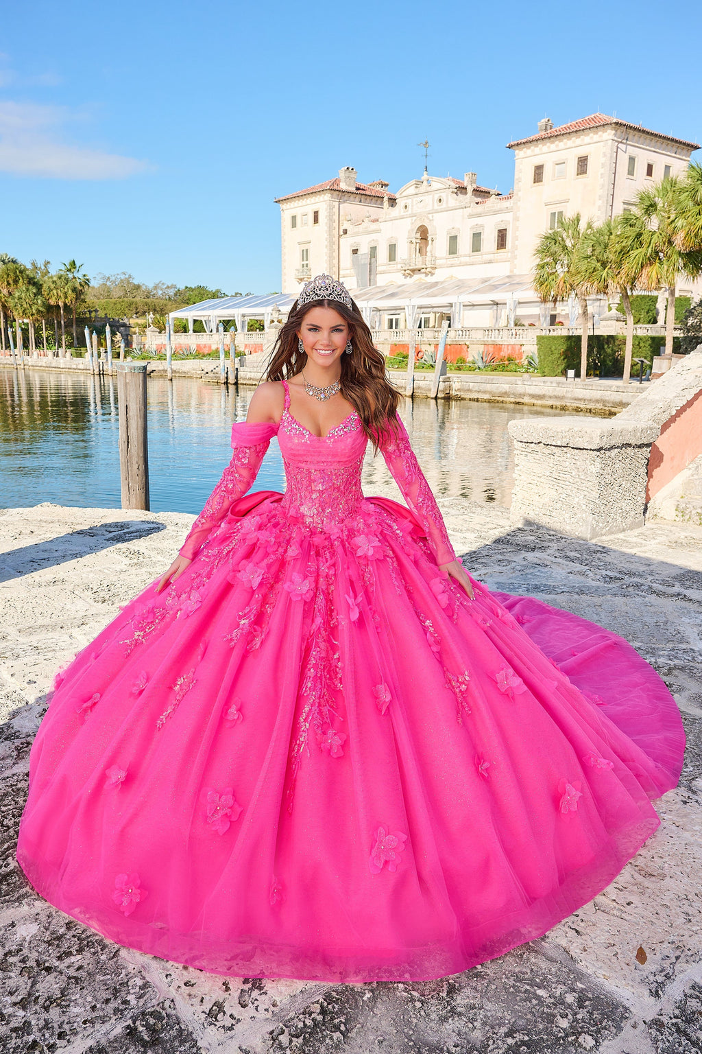 Sequin Long Sleeve Quinceanera Dress by Amarra 54204