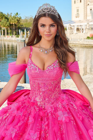 Vestido de quinceanera de manga comprida com lantejoulas da Amarra 54204