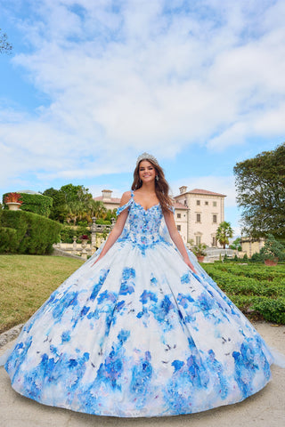 Quinceanera-Kleid mit Cape-Muster und Blumenmuster von Amarra 54208