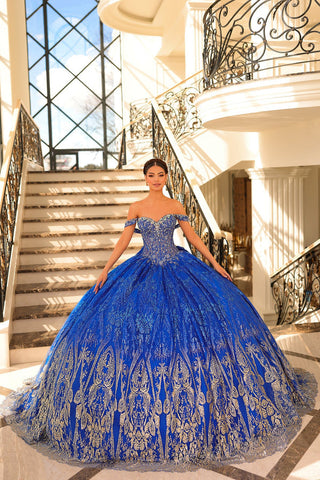 Quinceanera-Kleid mit Glitzerapplikation und Schleife von Amarra 54210