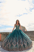 Abito da Quinceañera con Fiocco ad Applique Glitter di Amarra 54210