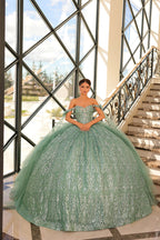 Glitter Cape Sleeve Quinceanera Dress by Amarra 54212