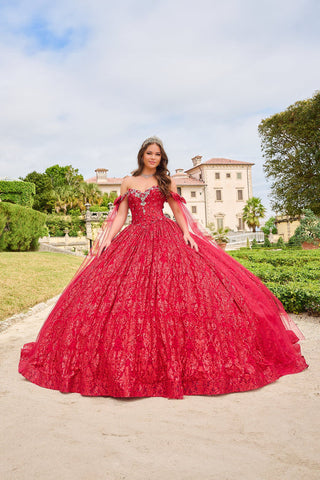 Vestido de quinceanera com mangas compridas e brilhantes da marca Amarra 54212