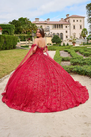 Vestido de quinceanera com mangas compridas e brilhantes da marca Amarra 54212