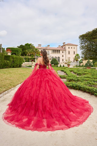 Vestido de quinceanera com mangas compridas e brilhantes da marca Amarra 54212