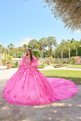 Vestido de quinceanera sem alças com mangas abalonadas da Amarra 54218