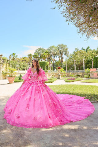 Vestido de quinceanera sem alças com mangas abalonadas da Amarra 54218