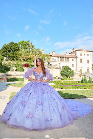 Vestido de quinceanera sem alças com mangas abalonadas da Amarra 54218