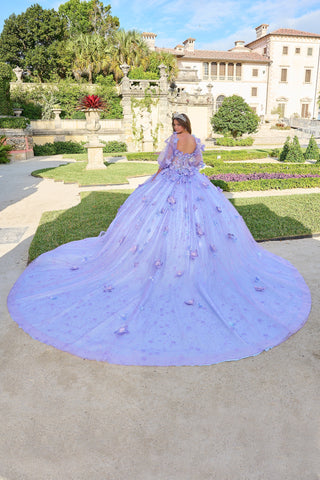 Vestido de quinceanera sem alças com mangas abalonadas da Amarra 54218