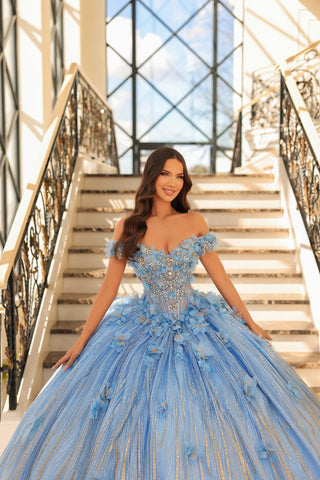 Vestido de quinceanera com corpete e ombros descobertos, Amarra 54226