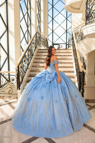Vestido de quinceanera com corpete e ombros descobertos, Amarra 54226