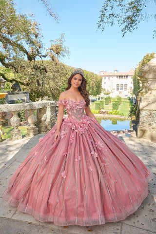 Vestido de quinceanera com corpete e ombros descobertos, Amarra 54226