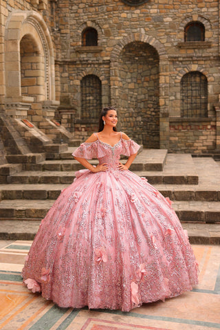 Ballkleid mit 3D-Blumenmuster und kalten Schultern von Amarra 54229