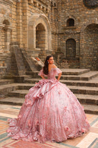 Vestido de baile com decote profundo e estampado floral 3D da Amarra 54229