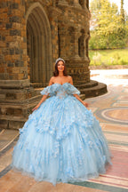 Off Shoulder Layered Ball Gown by Amarra 54230