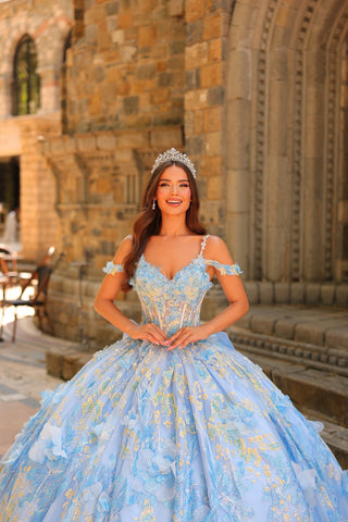 Ballkleid mit 3D-Blumenmuster und kalten Schultern von Amarra 54232