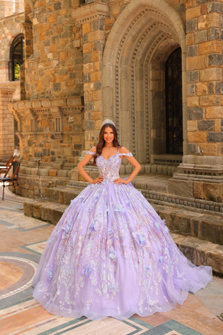 Ballkleid mit 3D-Blumenmuster und kalten Schultern von Amarra 54232