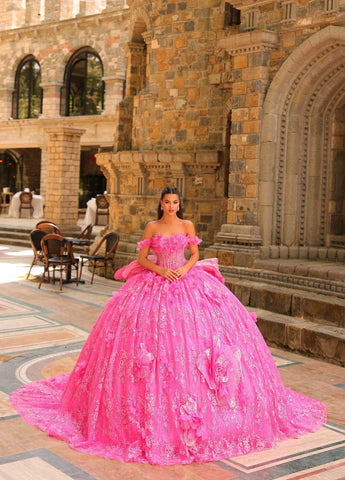 Schulterfreies Ballkleid mit Schleife von Amarra 54233