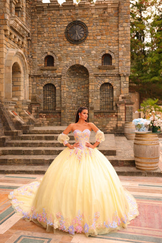 Trägerloses Ballkleid mit Puffärmeln von Amarra 54234