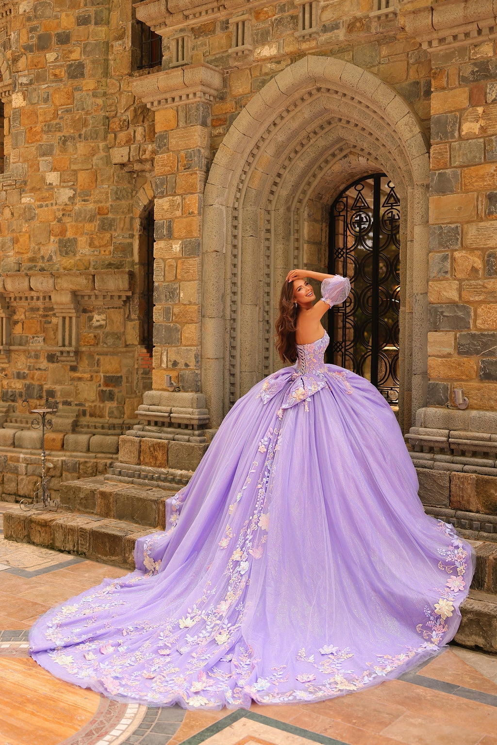 Strapless Puff Sleeve Ball Gown by Amarra 54234