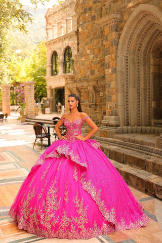 Schulterfreies Ballkleid mit Applikation von Amarra 54235