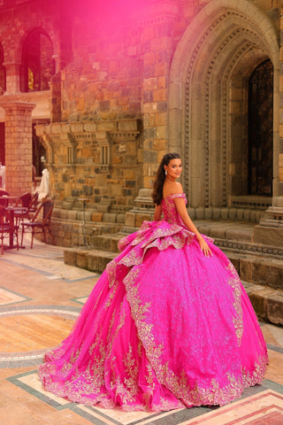 Schulterfreies Ballkleid mit Applikation von Amarra 54235
