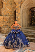 Schulterfreies Ballkleid mit Applikation von Amarra 54235