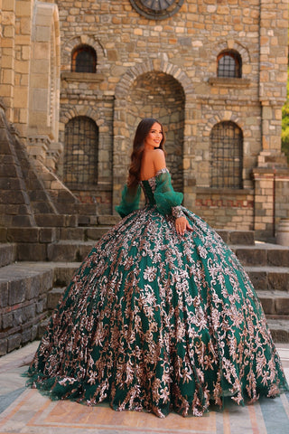 Vestido de baile sem alças com mangas abalonadas da Amarra 54238