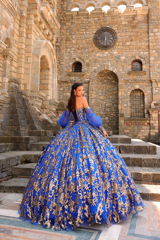 Vestido de baile sem alças com mangas abalonadas da Amarra 54238