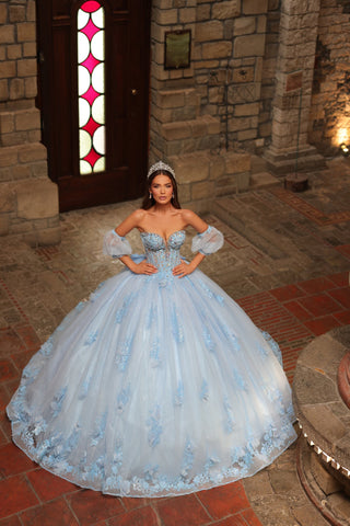 Trägerloses Ballkleid mit Puffärmeln von Amarra 54242