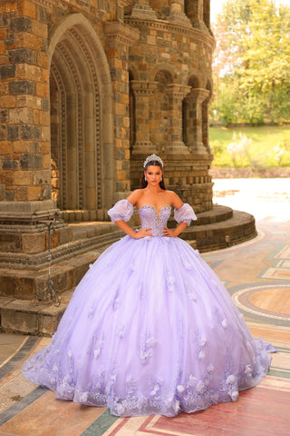 Trägerloses Ballkleid mit Puffärmeln von Amarra 54242