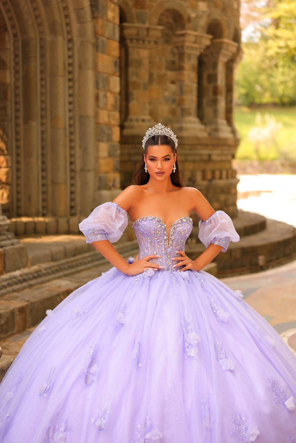 Strapless Puff Sleeve Ball Gown by Amarra 54242