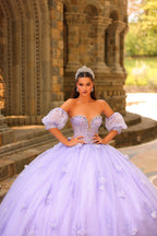 Strapless Puff Sleeve Ball Gown by Amarra 54242