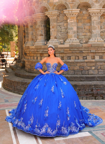 Trägerloses Ballkleid mit Puffärmeln von Amarra 54242