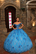 Robe de bal 3D à fleurs décolletée bretelle tombante par Amarra 54243